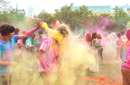 Colorful photo taken during Holi festival